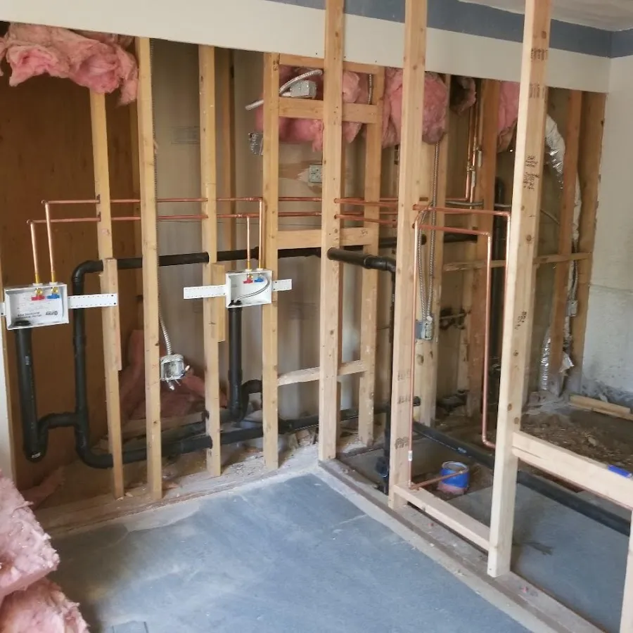 Copper pipe rough-in and plumbing installation in Somerset